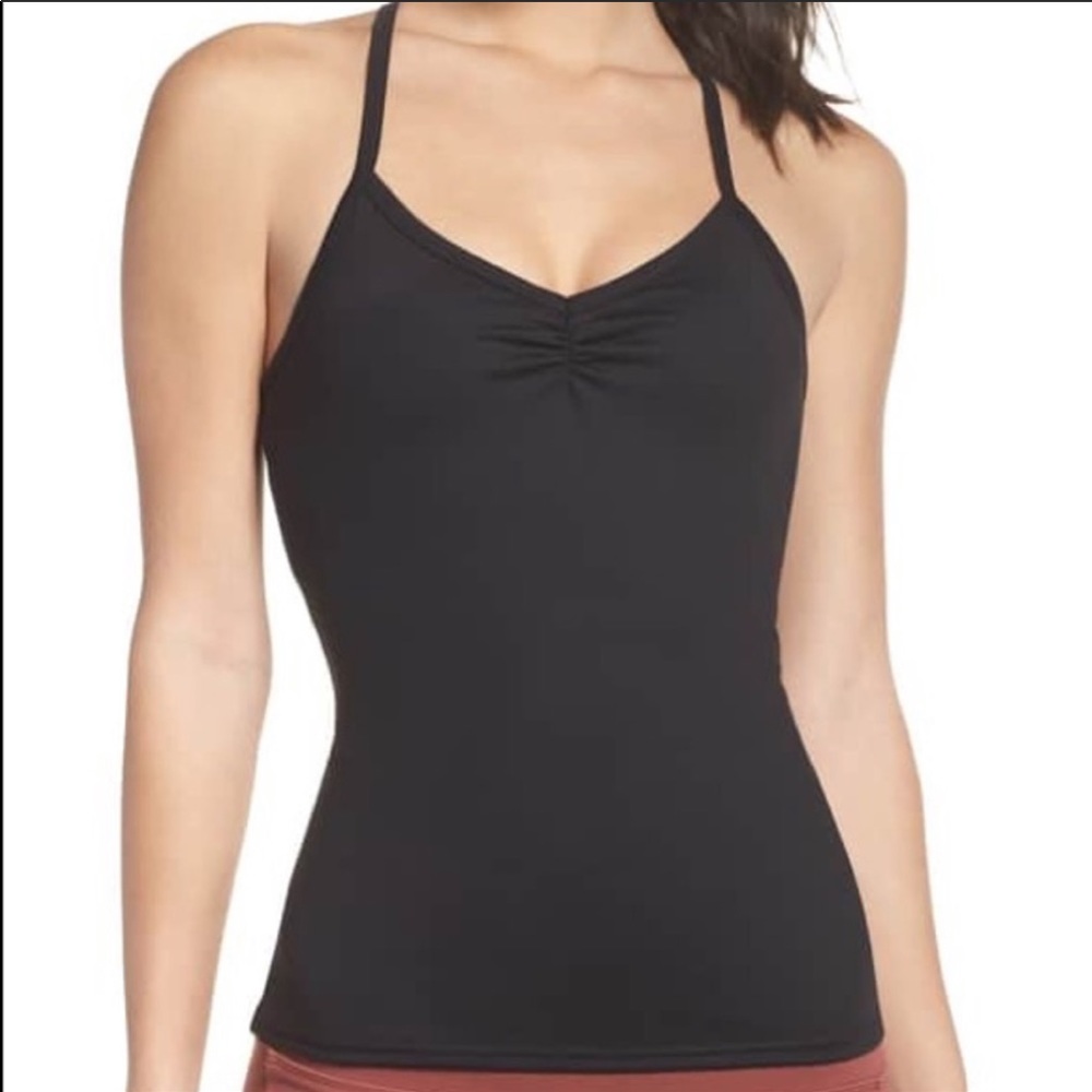 ALO Black Sunny Strappy Built-In Bra Tank